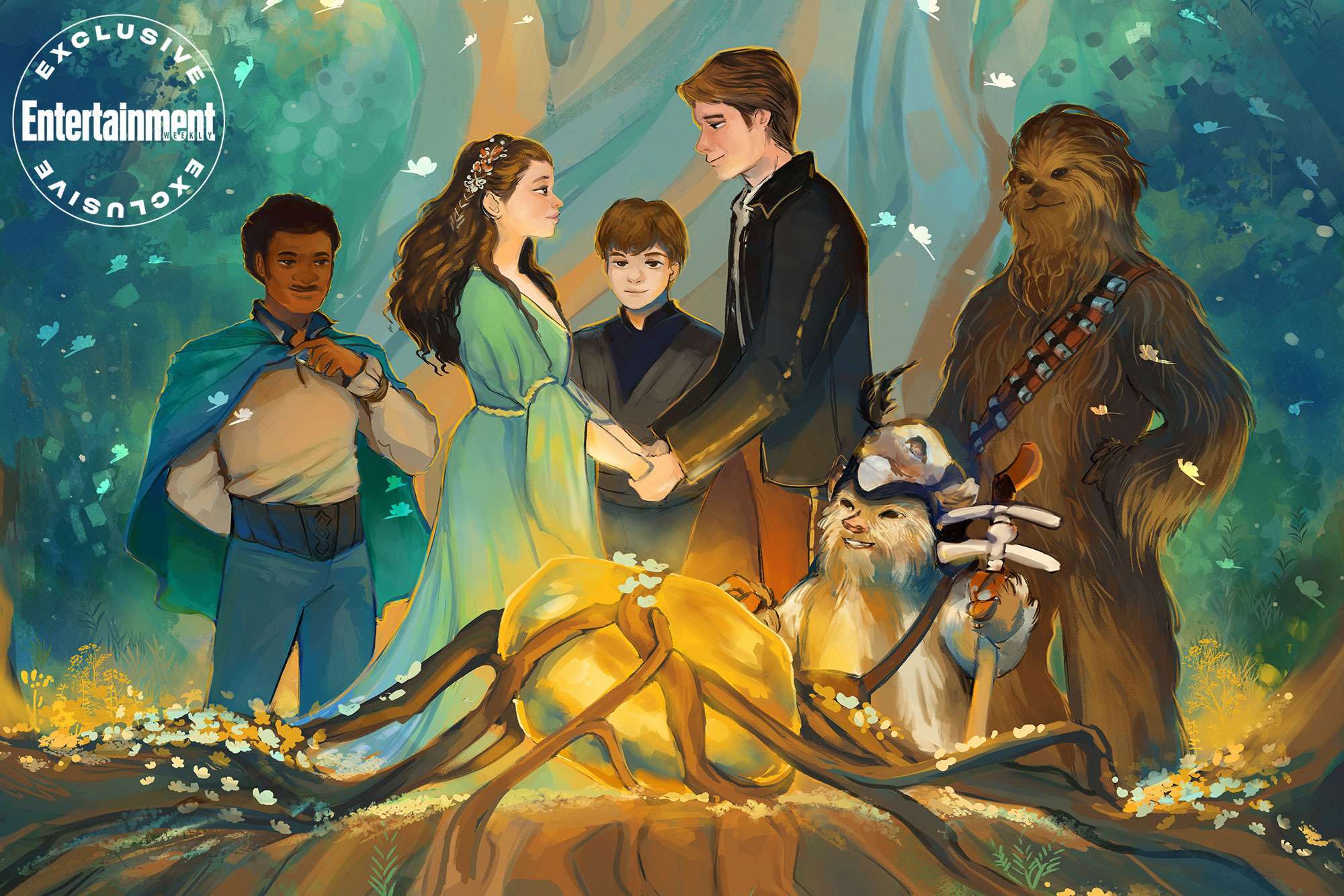 Leia e Han Solo: l’illustrazione del matrimonio su Endor, da The princess and the Scoundrell