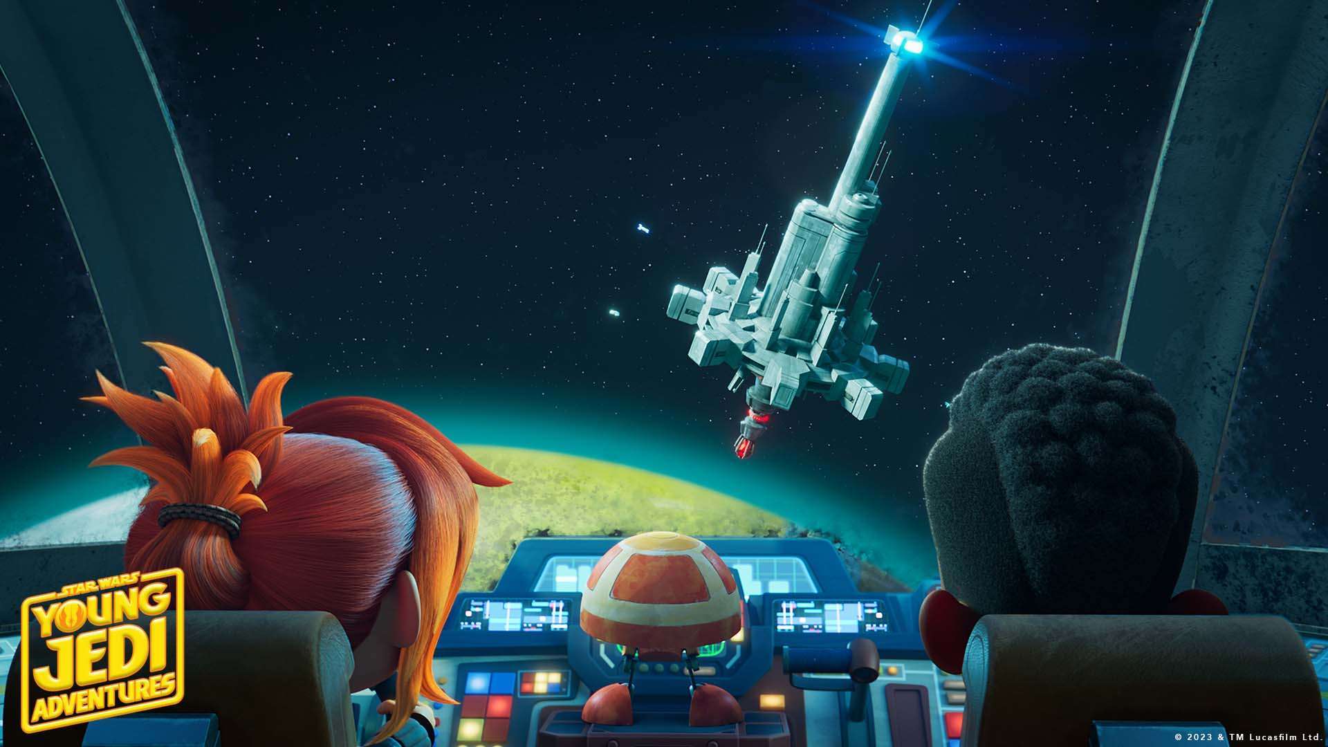 Loden Greatstorm, Bell Zettifar, Charhound, Vector Jedi e il Faro Starlight in Young Jedi Adventures