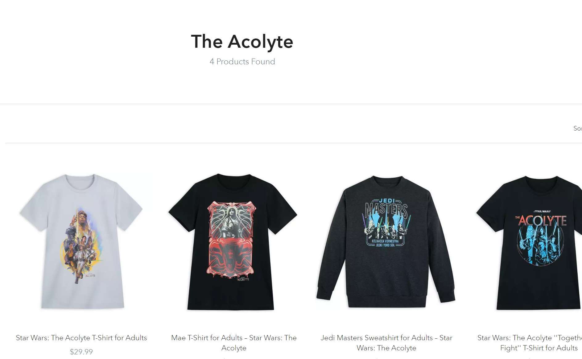 Rettifica: I gadget di Star Wars: The Acolyte sono tornati online sul Disney Store