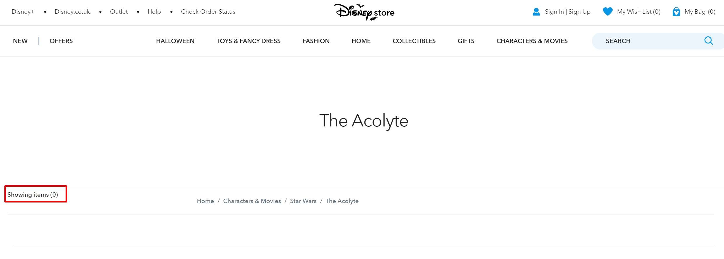 Disney rimuove la sezione ‘The Acolyte’ dal Disney Store